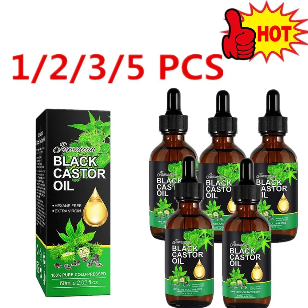 1/2/3/5 Black Castor Oil Nourishes Skin Massage Essential Oil Eyebrows Growth Prevents Skin Aging Hair Care Products