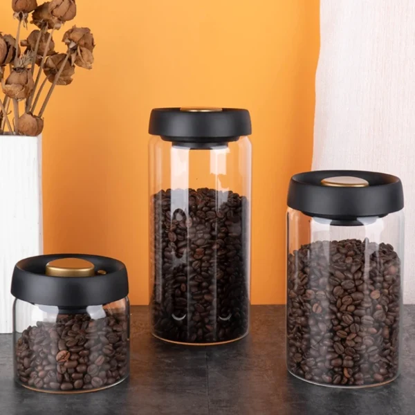 GIANXI Vacuum Sealed Jug Coffee Beans Glass Airtight Canister Food Grains Candy Keep