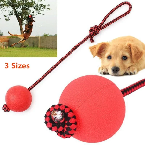 Red rope 7CM pet chew-resistant solid rubber elastic ball toy dog training ball