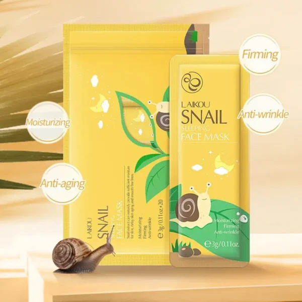 Snail Face Mask Sleeping Facial Mask Moisturizing No Washing Beauty Face Care Portable Travel Home Anti Wrinkle